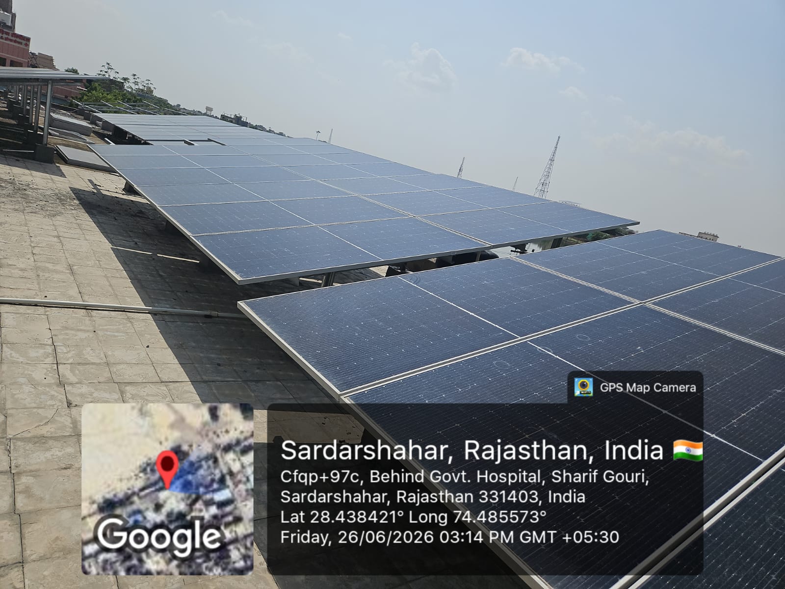 Rooftop array, behind Govt. Hospital — Sardarshahar
